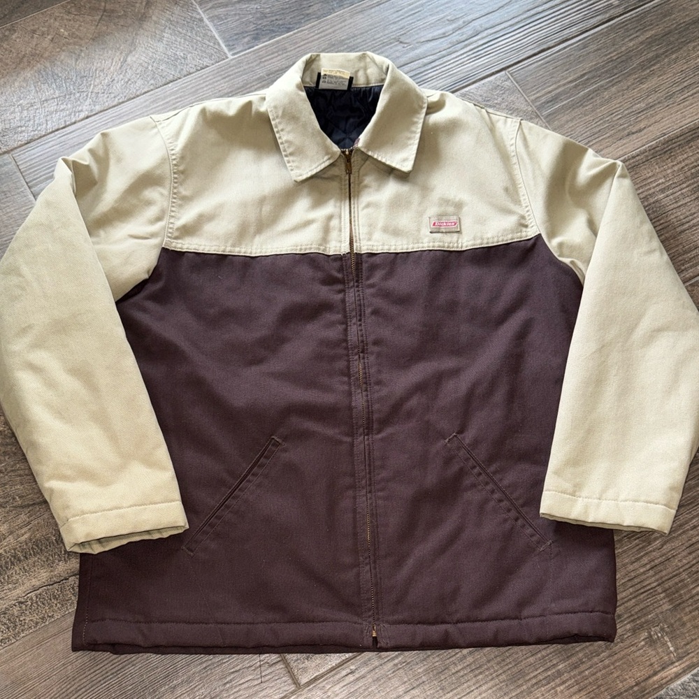 Vintage Y-2K Era Dickies Two-Tone Beige and Brown Jacket